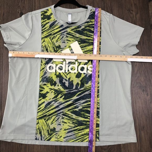 Adidas Womens Active,Yoga, Athletic Tee Shirt Tropical Plus Sz 1X Green & White - Picture 4 of 7